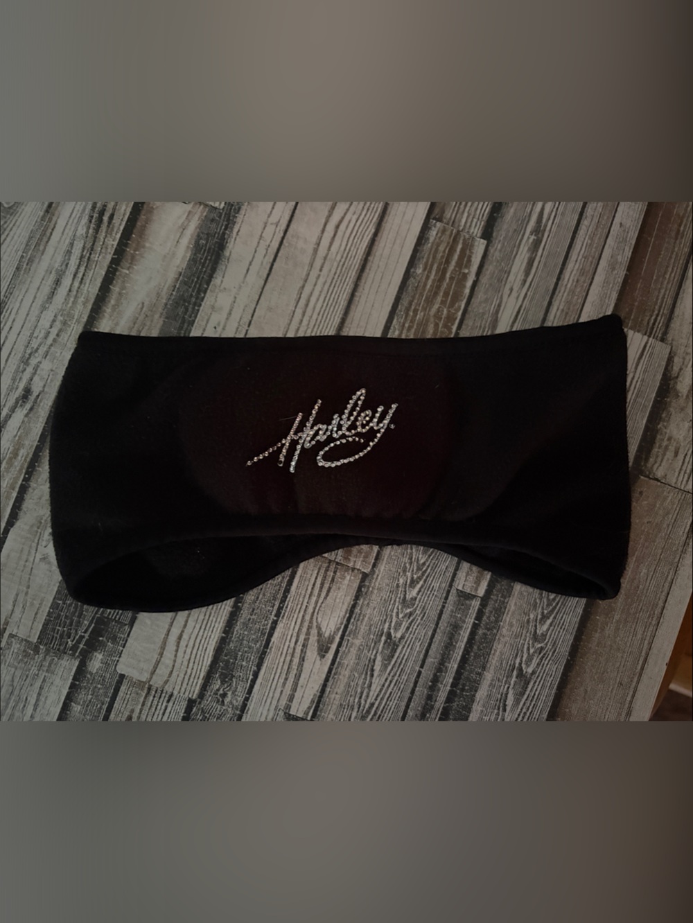 Harley-Davidson Black Rhinestone Script Headband